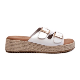 Dame-flip-flops med flettet øko-læder, hvid Zaloemi