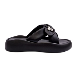 Kvinders læderflip-flops på platformen Sort GOE NN2N4110