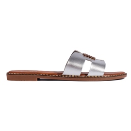 Flade flip-flops i sølv til kvinder
