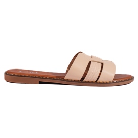 Beige klassiske dameflip-flops