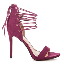 Ideal Shoes Bundne sandaler på høj hæl violet