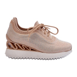 S.Barski Kile-sneakers til kvinder dekoreret med zirkoner D&amp;A MR38-377 Beige