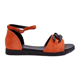 Flade sandaler til kvinder med kæde Vinceza 17320 Orange