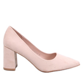 Clairay Beige pumps med bred hæl