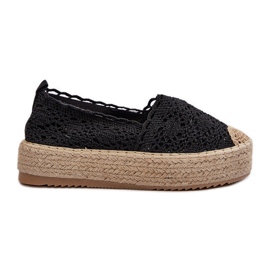Espadriller med blonder til kvinder på platform Sort Elarose