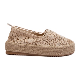 Espadriller med blonder til kvinder på den beige platform Elarose