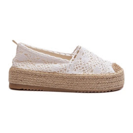 Espadriller med blonder på platform Hvid Elarose