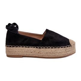 Espadriller til kvinder bundet på en platform med fletning, sort Tailesse