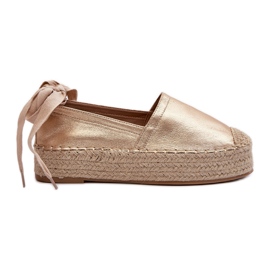 Espadriller til kvinder bundet på en platform med flettet gylden tailesse