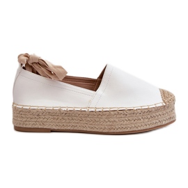 Kvinders espadriller bundet på en platform med fletning, hvid Tailesse