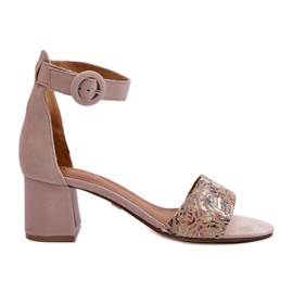 Suede højhælede sandaler Maciejka 04141-49 Beige