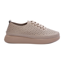 Lædersneakers på S.Barski Platform LR278 Beige
