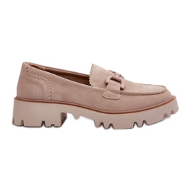 S.Barski Ruskindsmokkasiner til kvinder med dekoration D&amp;A TW117 Beige