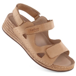 Komfortable damesandaler i læder, beige Helios 138,07
