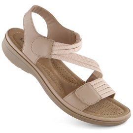 Kvinders beige velcrosandaler med elastik Sabatina Y8066-1