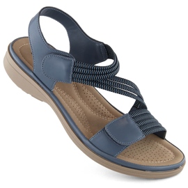 Velcro-sandaler til kvinder med elastik, blå Sabatina Y8066-1