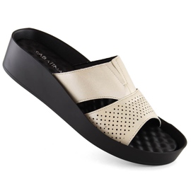 Damebeige skinnende flip-flops med elastik Sabatina 2318-4