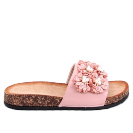 Emiles Pink kork hjemmesko med blomster lyserød