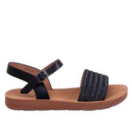 Salinon Black boho stil sandaler sort