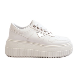 Sneakers til kvinder lavet af øko-læder på en massiv platform, hvid Chrisstin