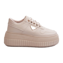 Damesneakers lavet af øko-læder på en massiv platform, lys beige af Christin