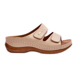 Lette dameflip-flops lavet af Eco-læder, Beige Frellia