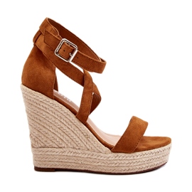 Espadrillesandaler med kamelfletning brun
