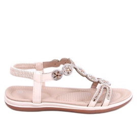 Yvers Beige sandaler med dekorative zirkoner