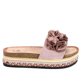 Raven Beige flip-flops med en tyk, farverig sål