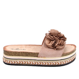 Raven Khaki flip-flops med en tyk, farverig sål beige