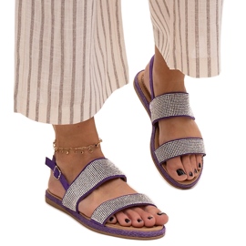 Lilla sandaler dekoreret med Carvalia zirkoner violet