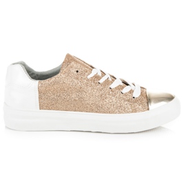 Kylie Bundne sneakers med glitter gul