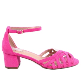 Kermel Fuchsia sandaler med lav hæl lyserød