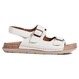 Hvide damesandaler med velcrolukning