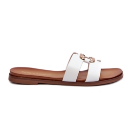 Flade flip-flops til kvinder lavet af øko læder Sergio Leone SK077H Hvid