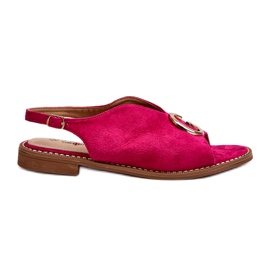 Elegante damesandaler med dekoration Øko ruskind S.Barski KV27-058 Fuchsia lyserød