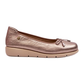 Elegante ballerinasko til kvinder lavet af naturligt læder Maciejka P6504-25 guld gylden