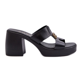 Zazoo 40419 læderflip-flops til kvinder med udskæringer og dekoration, sort