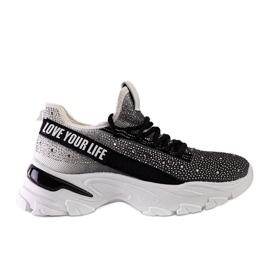 Hvide og grå skinnende massive sneakers fra Senai sort