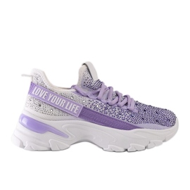 Hvide og lilla skinnende massive sneakers fra Senai violet