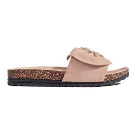 Beige slides på korksål