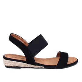 Amalf sorte espadrillesandaler med lav kile