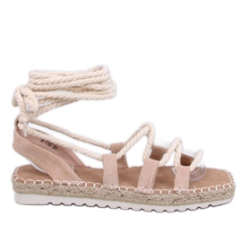 Zakaris Abrikos espadrillesandaler med snørebånd beige