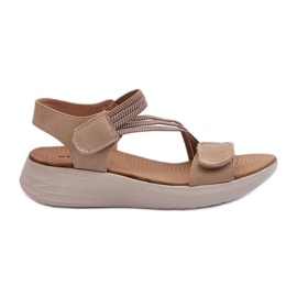 Komfortable velcrosandaler til kvinder Beige Eladora