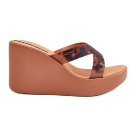 Women's Wedge Flip Flops 83520 Ipanema High Fashion Slide Fem Brun