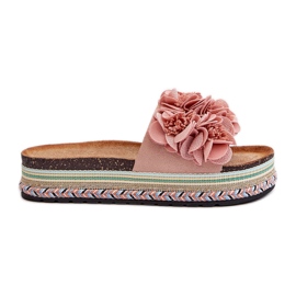 Flip Flops til kvinder dekoreret med blomster, Pink Nodina lyserød