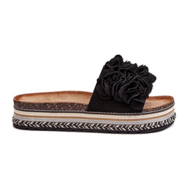 Flip-flops til kvinder dekoreret med blomster, sort Nodina