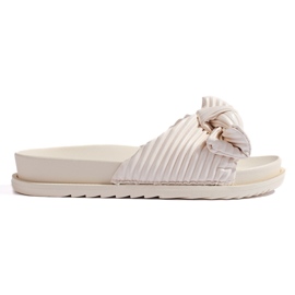 Beige hjemmesko med sløjfe
