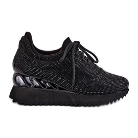 S.Barski Kile-sneakers til kvinder dekoreret med zirkoner D&amp;A MR38-377 Sort