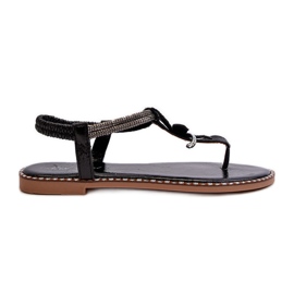 Flade sandaler til kvinder med en dekorativ blomst, Black Edoni sort